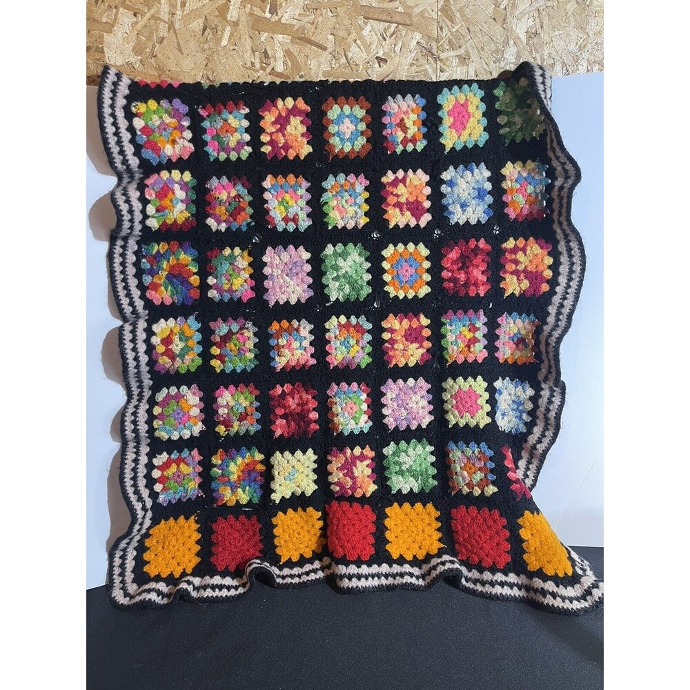 Crochet Granny Squares Sofa Blanket Square Throw Roseanne Bed Couch  Hand Made